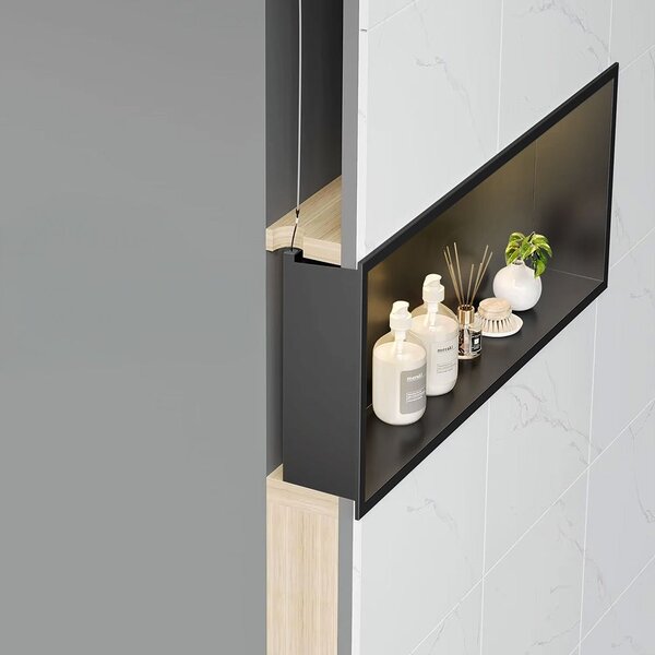 Bathroom shelf LED 30x60 black
