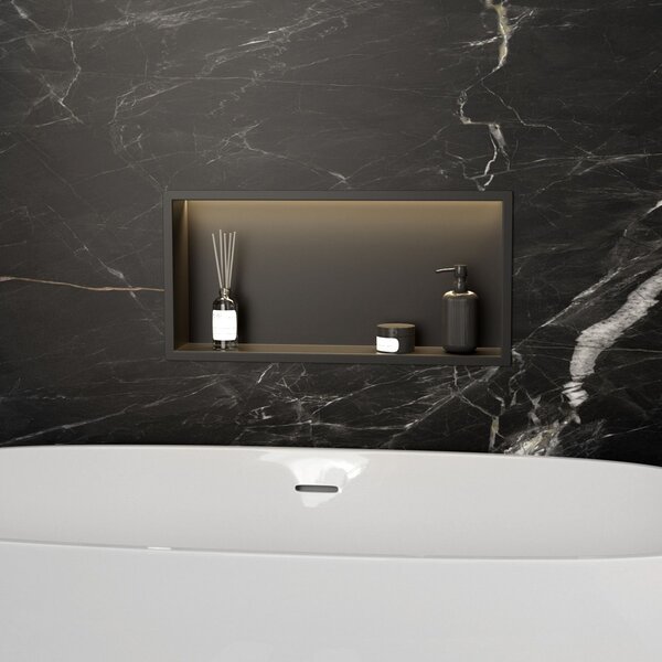 Bathroom shelf LED 30x60 black