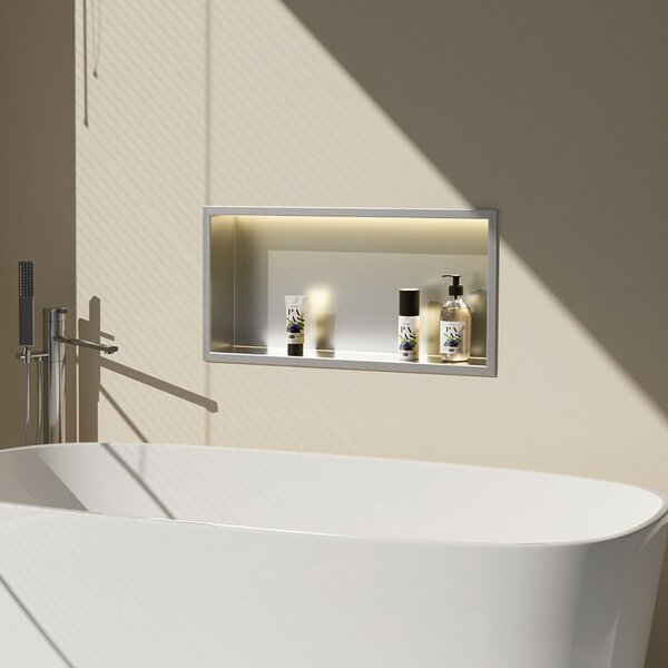 Bathroom shelf LED 30x60 steel brush