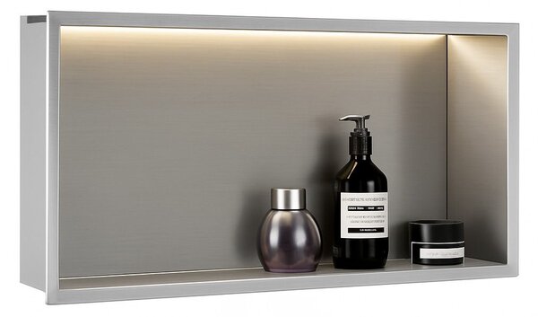Bathroom shelf LED 30x60 steel brush