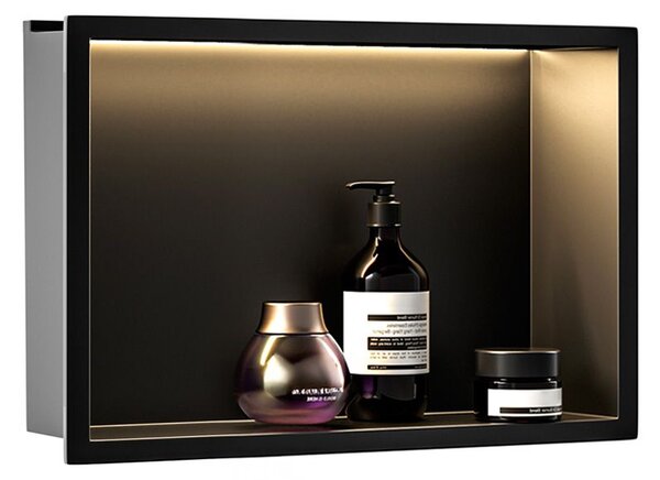 Bathroom shelf LED 30x45 black