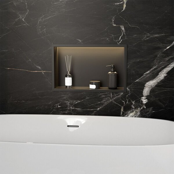Bathroom shelf LED 30x45 black