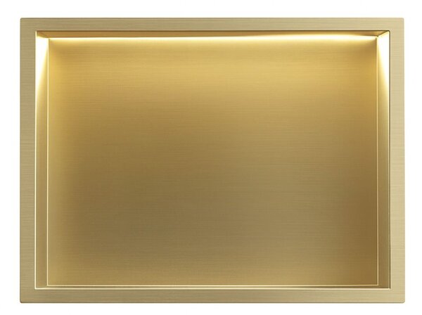 Bathroom shelf LED 30x45 brush gold