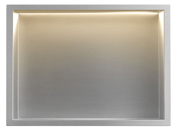 Bathroom shelf LED 30x45 steel brush