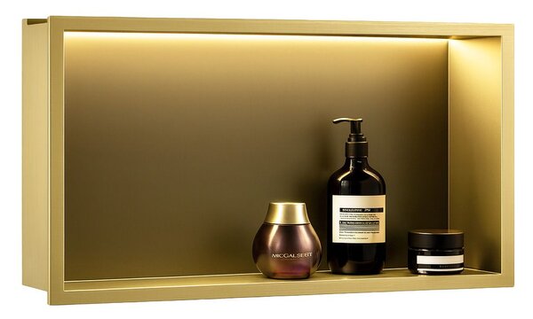 Bathroom shelf LED 30x60 brush gold
