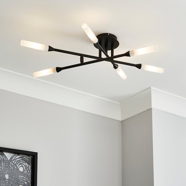 Elements Fontain 6 Light Ceiling Fitting 70cm Black