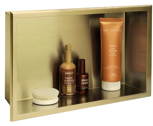 Bathroom shelf 30x45 gold brush