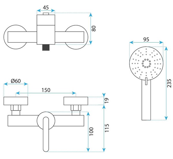 Shower faucet REA Ontario Brush Copper