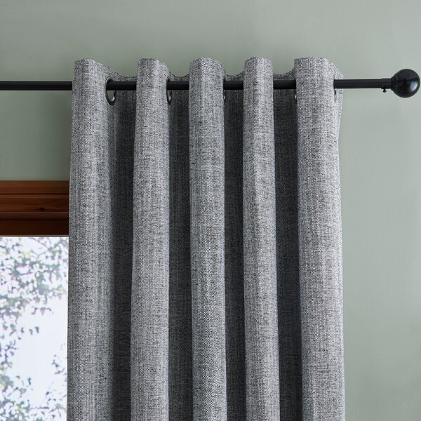 Doha Monochrome Eyelet Curtains Black and white