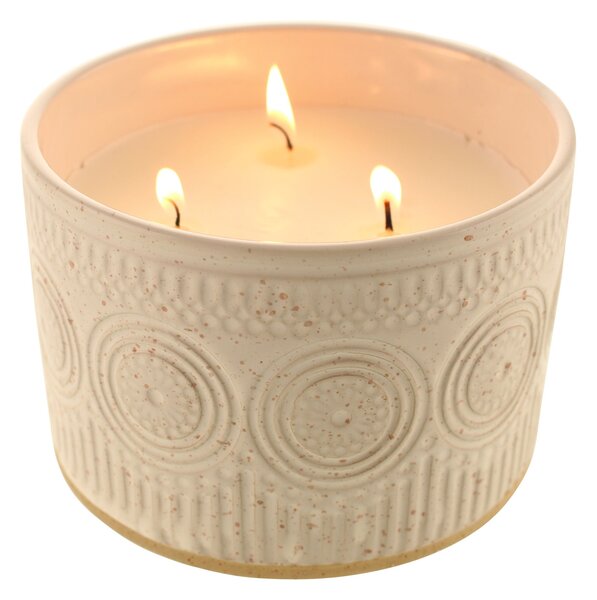 Pretty Boho Ceramic Multiwick White Sandalwood Candle White