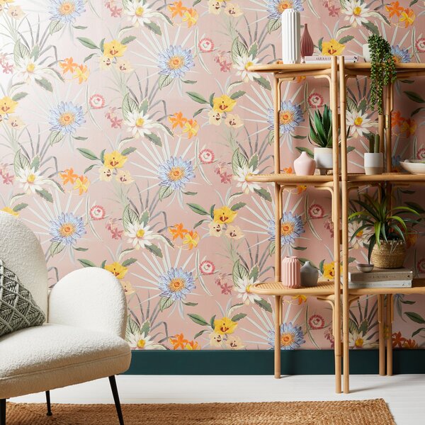Tropical Floral Blush Wallpaper Blush