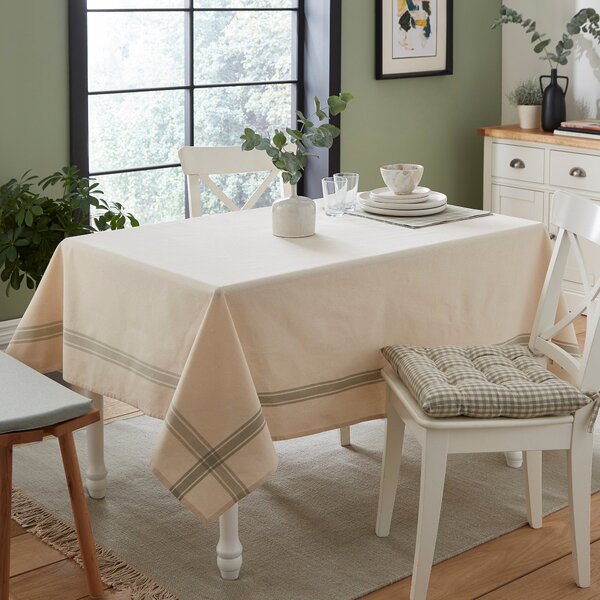 Border Check Tablecloth Cream