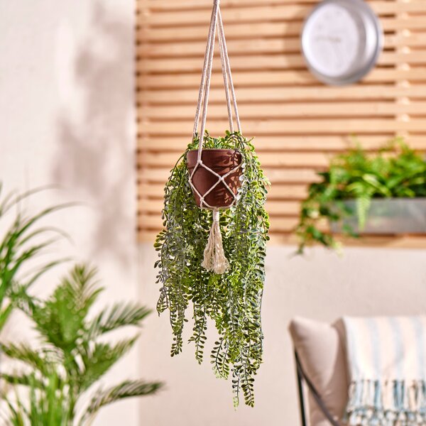 Elements Artificial Green Hanging Plant in Pot Green