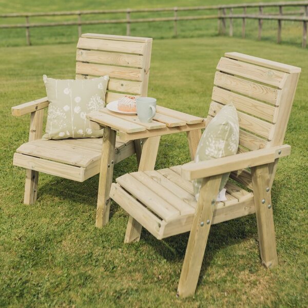 Chatham Wooden Garden Angled Love Seats In Natural