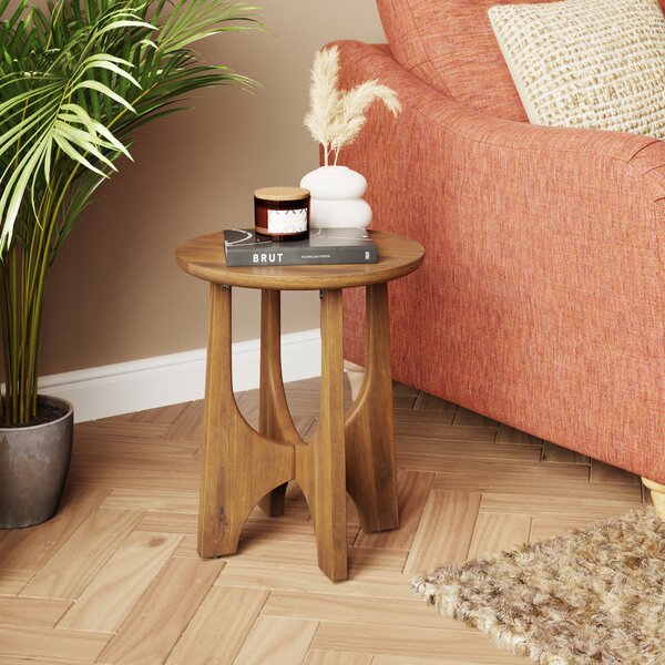 Ashwin Side Table, Mango Wood Light Wood