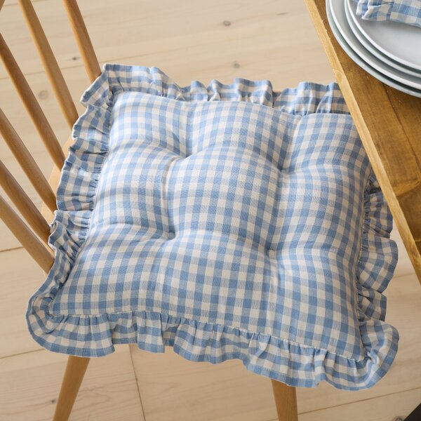 Linford Check Frill Blue Seat Pad Blue