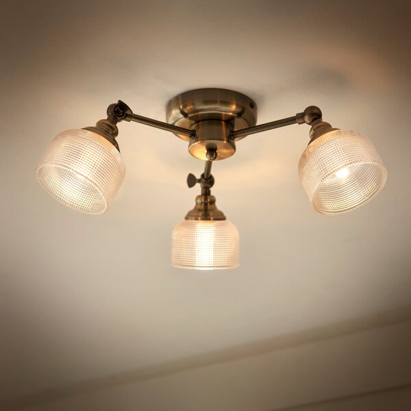 Amesbury Industrial 3 Light Semi Flush Ceiling Light