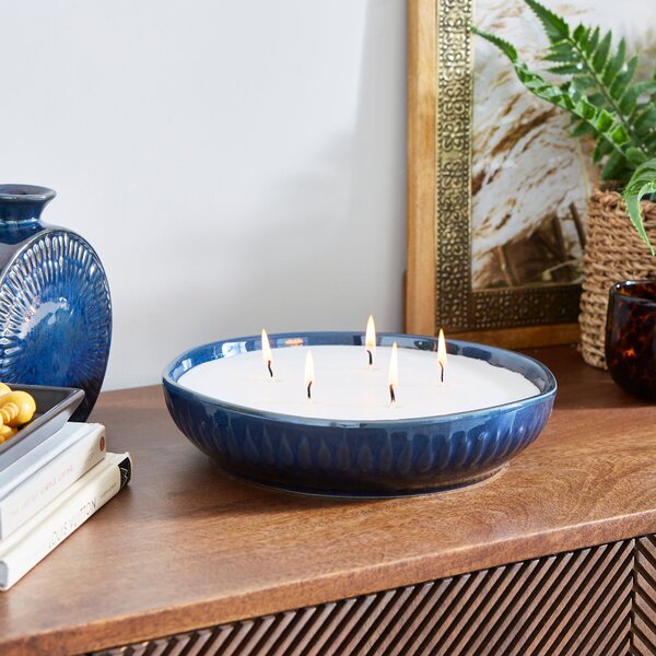 Zen Black Pepper & Sage Round Multi Wick Candle Blue