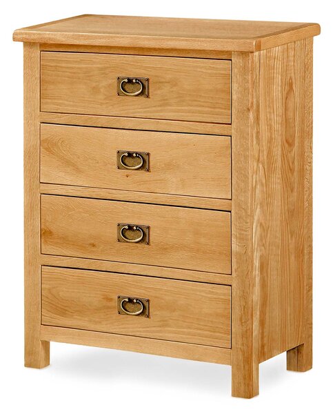 Lanner Oak Tall Chest of 4 Drawers, Bedroom Storage Chest | Roseland Furniture