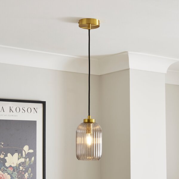 Riley Industrial Ribbed Adjustable Pendant Light Smoke