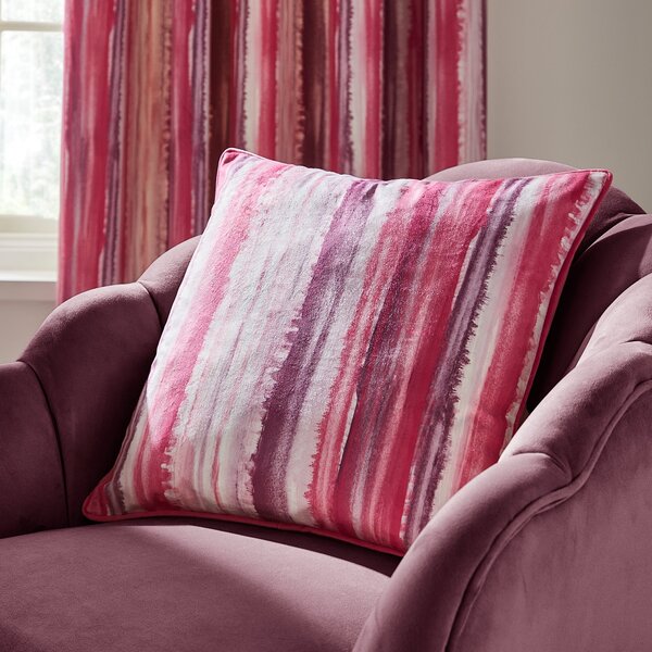Watercolour Stripe Cushion Pink