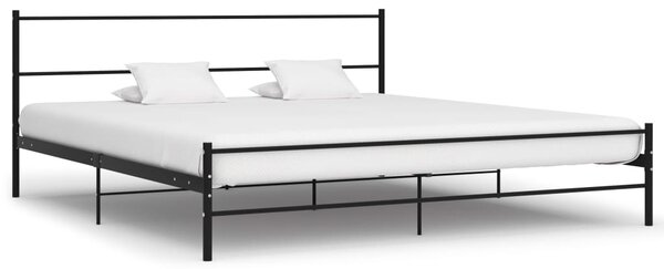 284691 Bed Frame without Mattress Black Metal 200x200 cm