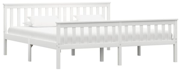 Bed Frame without Mattress White Solid Pinewood 180x200 cm Super King