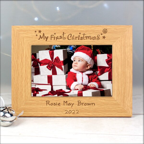 Personalised My First Christmas Photo Frame Wood (Brown)