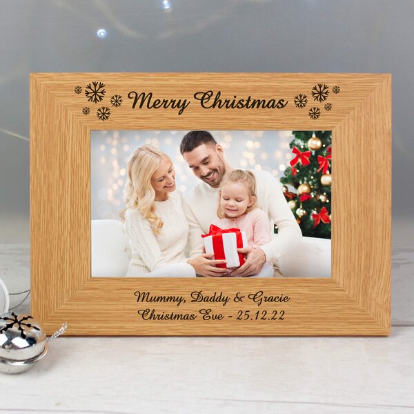 Personalised Snowflake Photo Frame Wood (Brown)