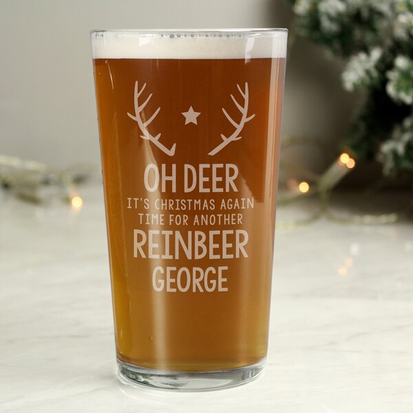 Personalised Time For A Reinbeer Pint Glass Clear