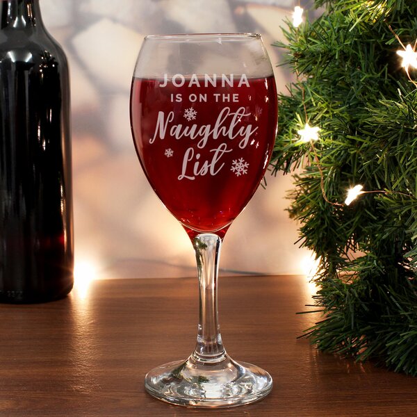 Personalised I'm On The Naughty List Wine Glass Clear