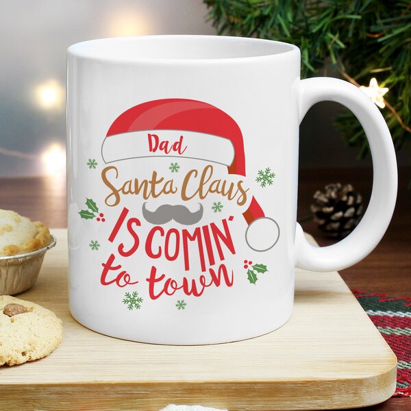 Personalised Santa Claus Is Coming To Town Mug White