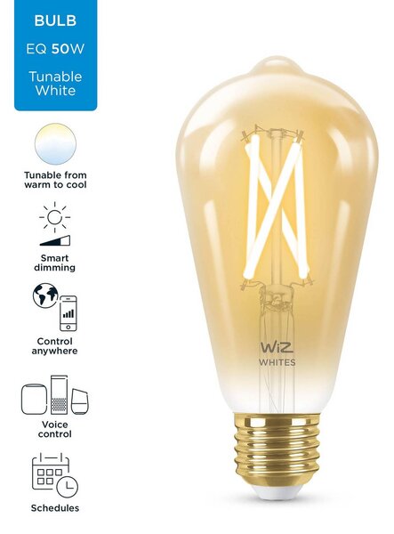 WiZ ST64 LED bulb E27 7 W Edison amber CCT