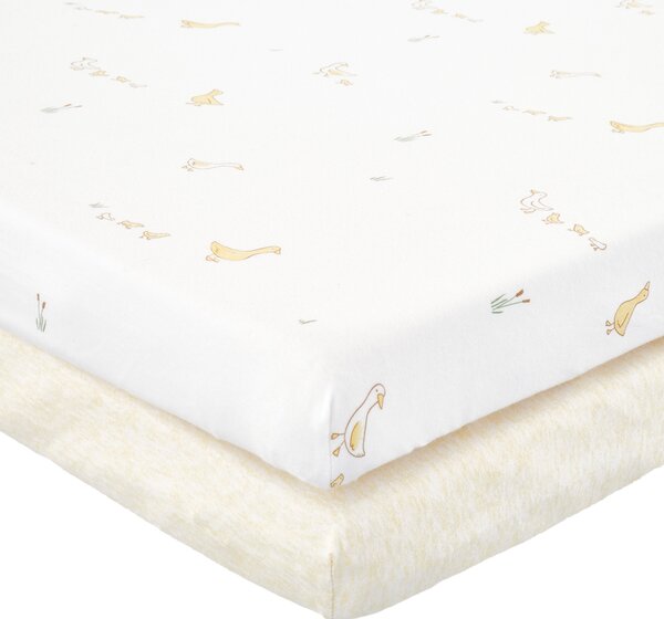 Pack of 2 Jersey Yellow Ducks Fitted Sheets