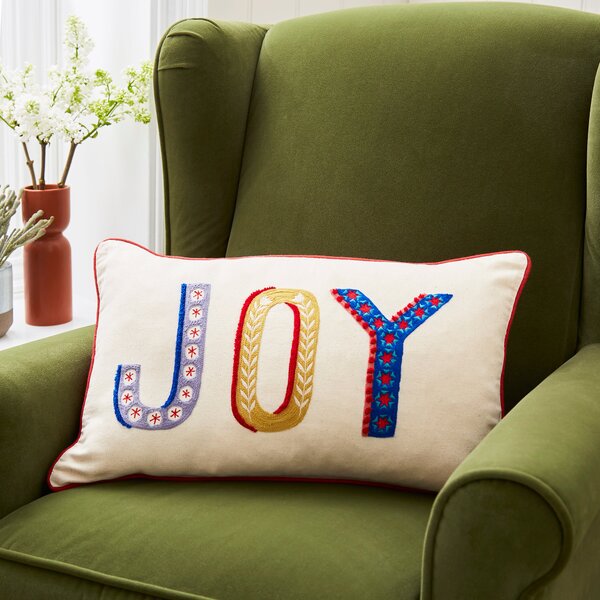 Joy Embroidered Cushion MultiColoured