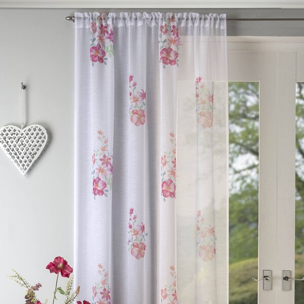 Lotus Ready Made Rod Pocket Voile Panel Coral