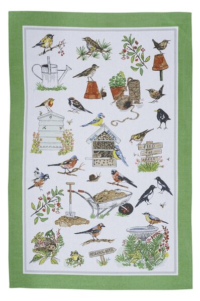 Ulster Weavers Garden Birds Tea Towel Green