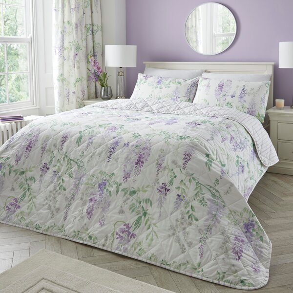 Dreams & Drapes Wisteria 200cm x 230cm Bedspread Lilac