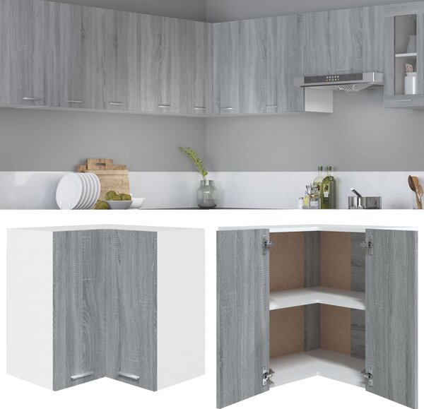 Hanging Corner Cabinet Grey Sonoma 57x57x60 cm Engineered Wood