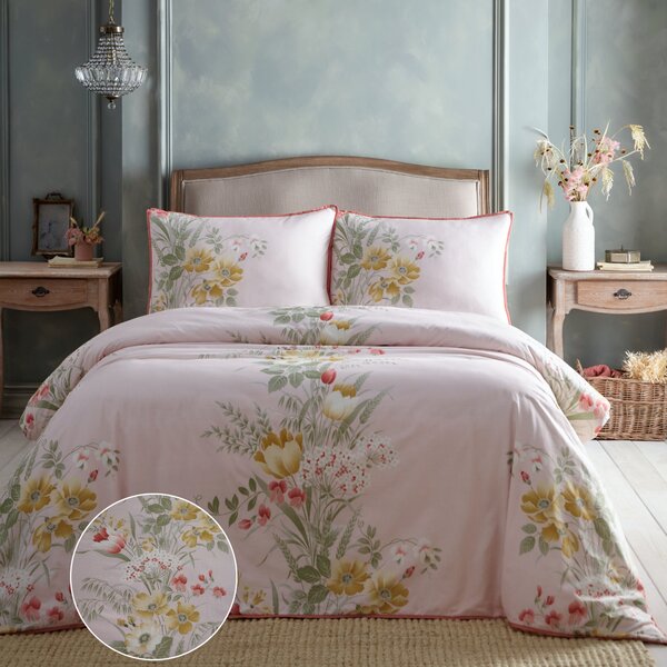 Appletree Heritage Trudy Duvet Cover Bedding Set Blush Pink
