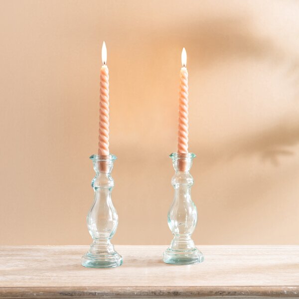 Pack of 2 Twisted Taper Candles, 20cm Brown