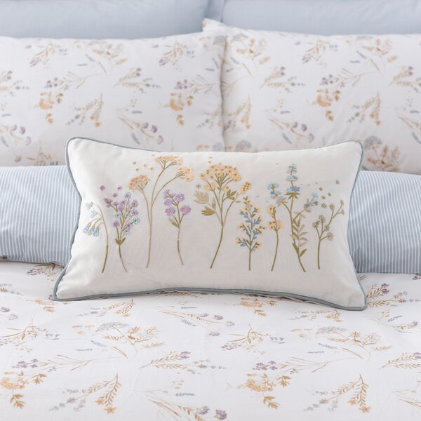 Harriet Embroidered Boudoir Cushion Lilac
