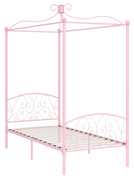 284487 Canopy Bed Frame without Mattress Pink Metal 100x200 cm