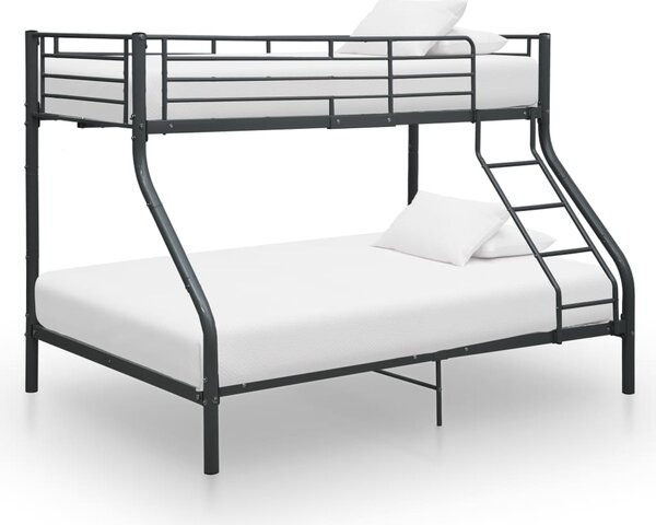 Bunk Bed Frame without Mattress Black Metal 140x200 cm/90x200 cm