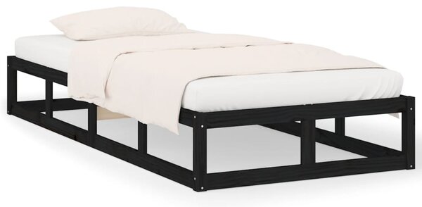 Bed Frame without Mattress Black 75x190 cm Small Single Solid Wood