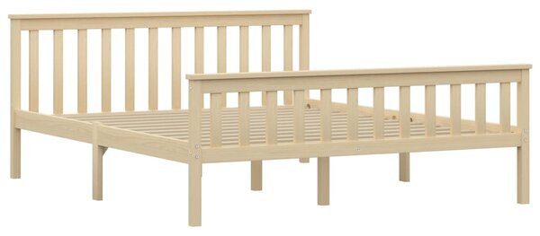 Bed Frame without Mattress Natural Solid Pinewood 160x200 cm