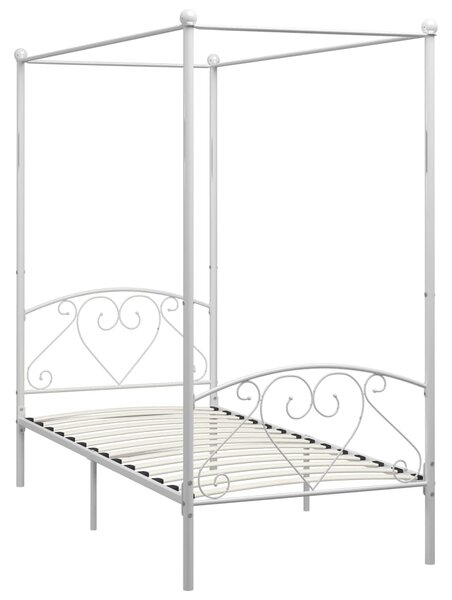 284428 Canopy Bed Frame without Mattress White Metal 120x200 cm