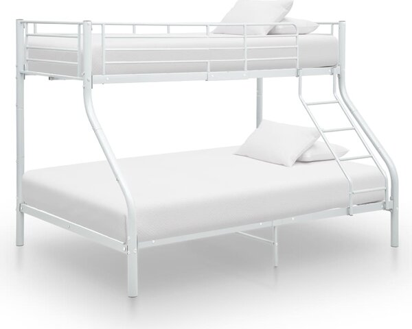 Bunk Bed Frame without Mattress White Metal 140x200 cm/90x200 cm