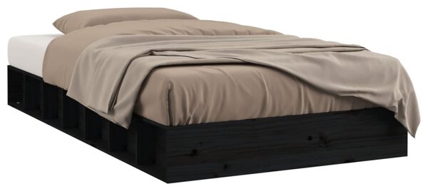 Bed Frame without Mattress Black 135x190 cm Double Double Solid Wood