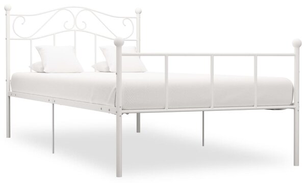 284517 Bed Frame without Mattress White Metal 100x200 cm